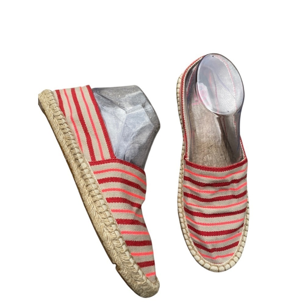 Tory Burch Red and Cream Striped Espadrilles size 9.5